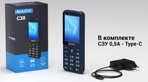 Изображение товара Мобильный телефон Maxvi C38 (черный)