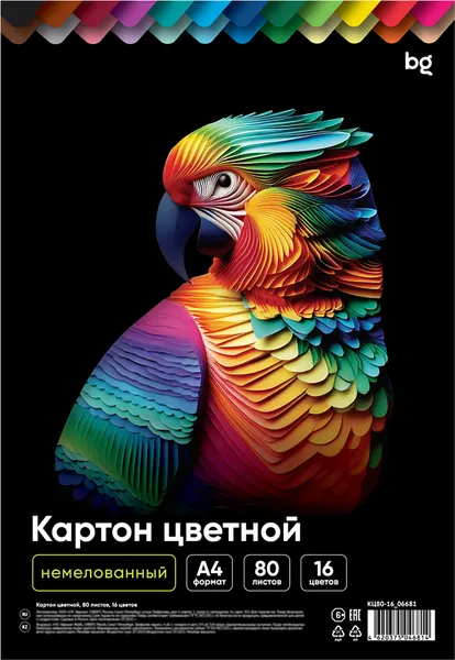 Изображение товара Набор цветного картона BG КЦ80-16_06681 (80л, 16цв)