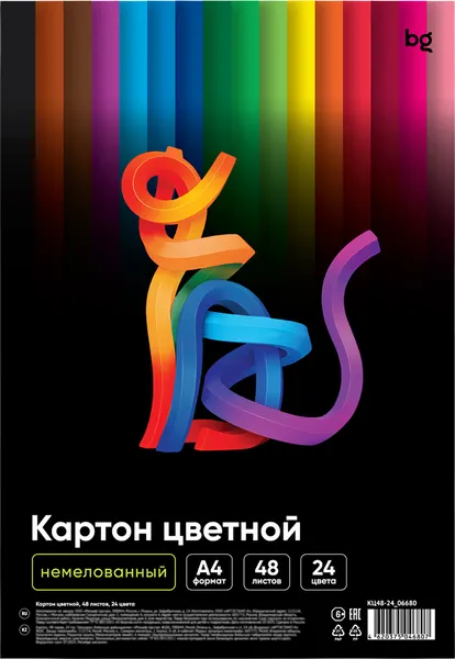 Изображение товара Набор цветного картона BG КЦ48-24_06680 (48л, 24цв)
