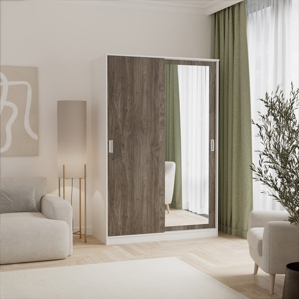 Изображение товара Шкаф-купе Кортекс-мебель Лагуна ШК02-01 (белый/орех элия)