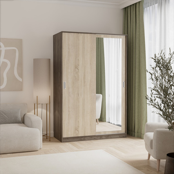 Изображение товара Шкаф-купе Кортекс-мебель Лагуна ШК02-01 (орех элия/дуб сонома)