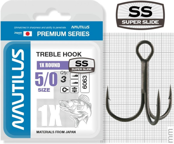 Изображение товара Набор крючков рыболовных NAUTILUS 1X Round Premium Series 6063SS №5/0 / 05-00310276 (3шт)