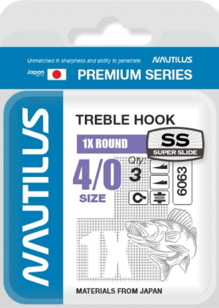 Изображение товара Набор крючков рыболовных NAUTILUS 1X Round Premium Series 6063SS № 4/0 / 05-00310277 (3шт)