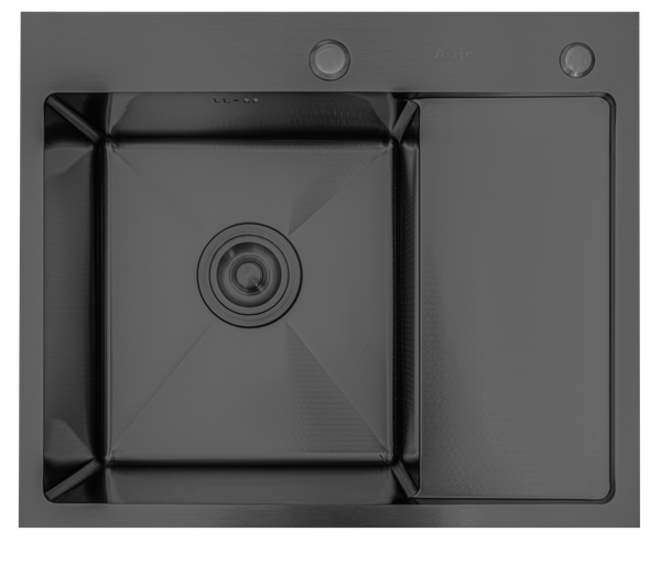Изображение товара Мойка кухонная Astir Decor PVD Black C58x48BL (с сифоном, дозатором и коландером)