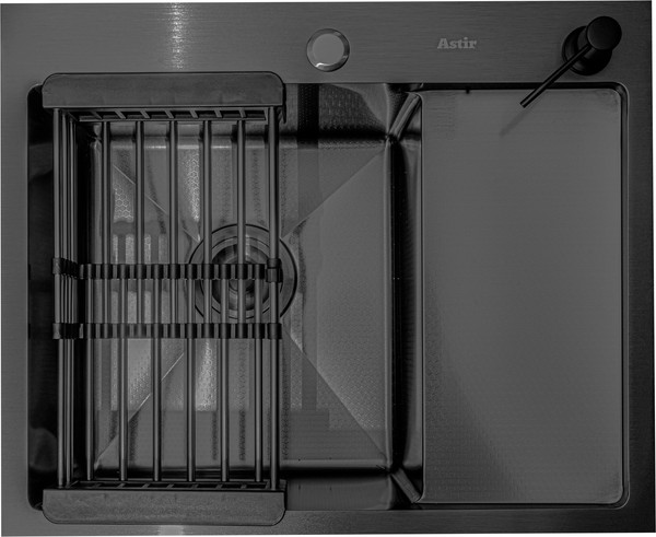 Изображение товара Мойка кухонная Astir Decor PVD Black C58x48BL (с сифоном, дозатором и коландером)