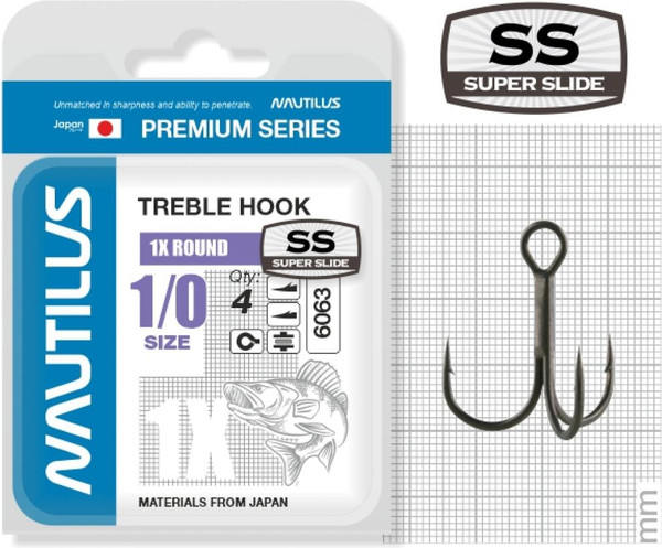 Изображение товара Набор крючков рыболовных NAUTILUS 1X Round Premium Series 6063SS №1/0 / 05-00310280 (4шт)
