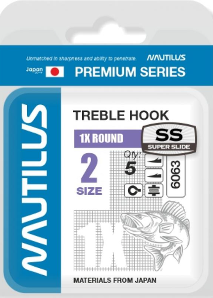 Изображение товара Набор крючков рыболовных NAUTILUS 1X Round Premium Series 6063SS № 2 / 05-00310282 (5шт)