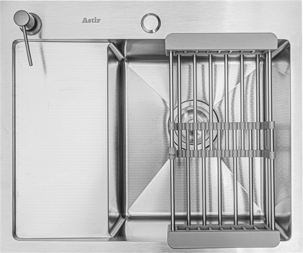 Изображение товара Мойка кухонная Astir Decor Satin C58x48R (с сифоном, дозатором и коландером)