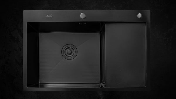 Изображение товара Мойка кухонная Astir Decor PVD Black C78x51BL (с сифоном, дозатором и коландером)