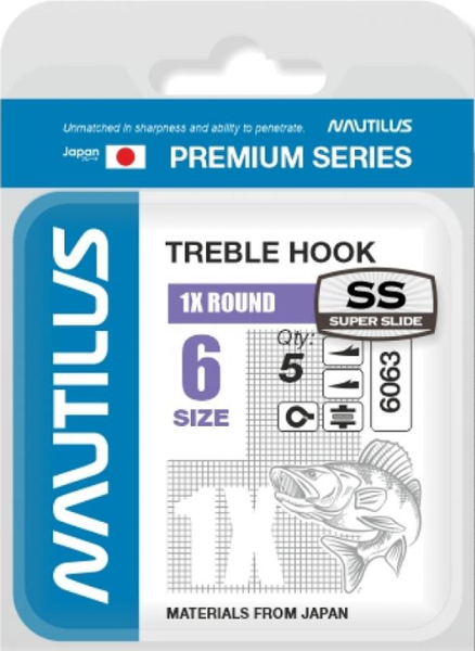 Изображение товара Набор крючков рыболовных NAUTILUS 1X Round Premium Series 6063SS № 6 / 05-00310285 (5шт)