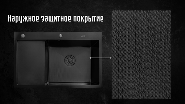Изображение товара Мойка кухонная Astir Decor PVD Black C78x51BR (с сифоном, дозатором и коландером)