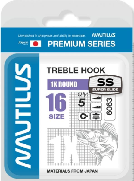 Изображение товара Набор крючков рыболовных NAUTILUS 1X Round Premium Series 6063SS №16 / 05-00310290 (5шт)