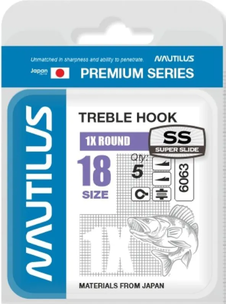 Изображение товара Набор крючков рыболовных NAUTILUS 1X Round Premium Series 6063SS №18 / 05-00310291 (5шт)