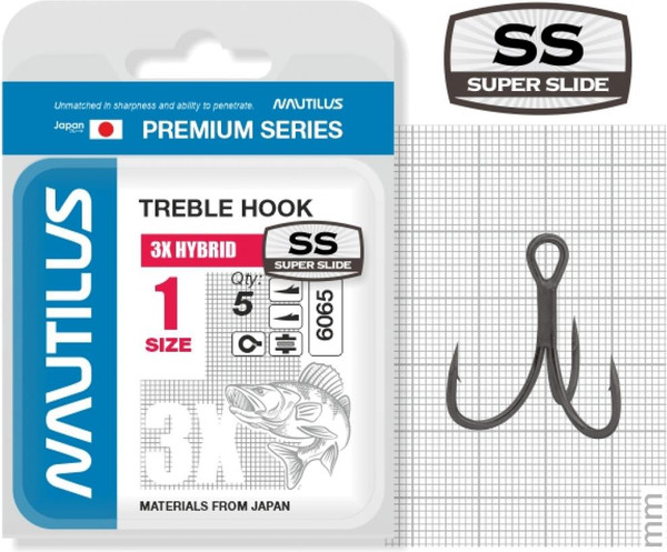 Изображение товара Набор крючков рыболовных NAUTILUS 3X Hybrid Premium Series 6065SS №1 / 05-00310297 (5шт)