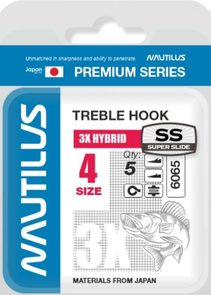 Изображение товара Набор крючков рыболовных NAUTILUS 3X Hybrid Premium Series 6065SS №4 / 05-00310299 (5шт)