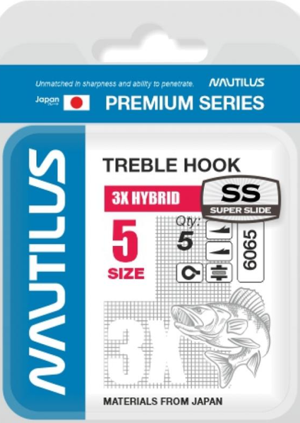 Изображение товара Набор крючков рыболовных NAUTILUS 3X Hybrid Premium Series 6065SS №5 / 05-00310300 (5шт)