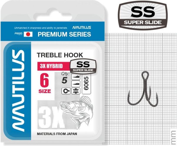 Изображение товара Набор крючков рыболовных NAUTILUS 3X Hybrid Premium Series 6065SS №6 / 05-00310301  (5шт)