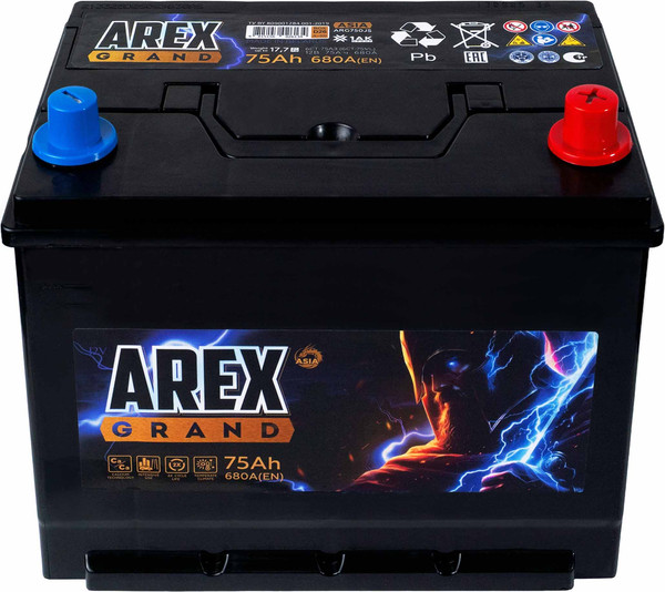 Изображение товара Автомобильный аккумулятор AREX Grand Asia R+ / ARG750JS (75 А/ч)