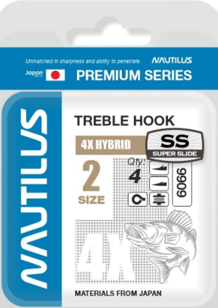 Изображение товара Набор крючков рыболовных NAUTILUS 4X Hybrid Premium Series 6066SS № 2 / 05-00310308 (4шт)