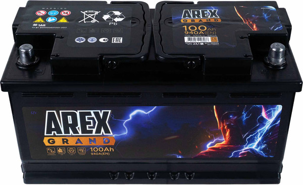 Изображение товара Автомобильный аккумулятор AREX Grand R+ / ARG1000S (100 А/ч)