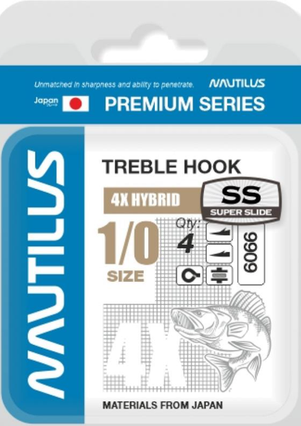Изображение товара Набор крючков рыболовных NAUTILUS 4X Hybrid Premium Series 6066SS №1/0 / 05-00310306 (4шт)