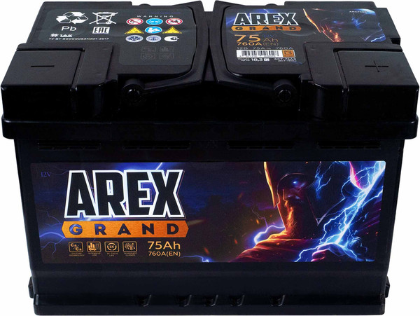 Изображение товара Автомобильный аккумулятор AREX Grand R+ / ARG750S (75 А/ч)