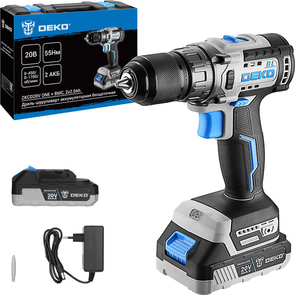 Изображение товара Аккумуляторная дрель-шуруповерт Deko ZKCD20V ONE + 20V / 084-1003