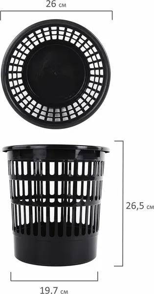 Изображение товара Корзина для бумаг Staff Basic / 237915 (черный)