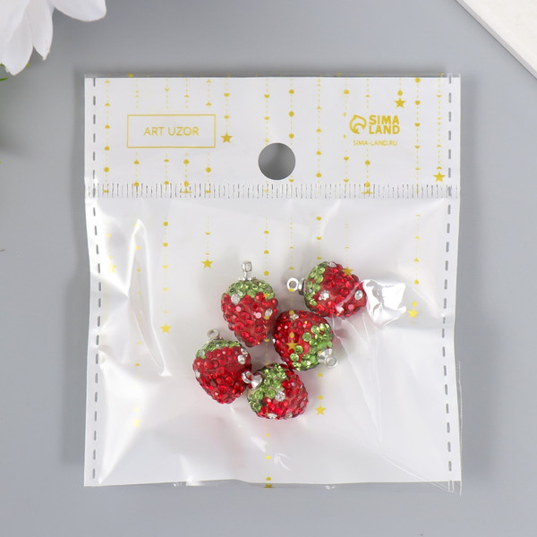 Изображение товара Набор подвесок декоративных Арт Узор Клубничка с петелькой / 4780340 (5шт)