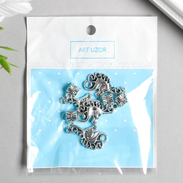 Изображение товара Набор подвесок декоративных Арт Узор Голова единорога / 10883592 (4шт)