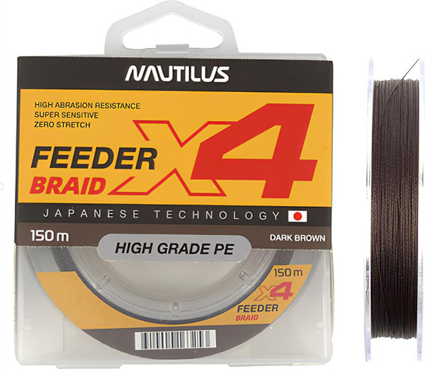 Изображение товара Леска плетеная NAUTILUS X4 Feeder Braid Dark Brown d-0.14мм 9.1кг 150м / 06-42302681