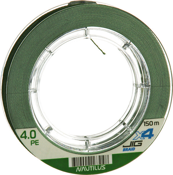 Изображение товара Леска плетеная NAUTILUS X4 Jig Braid Green d-0.14мм 9.1кг 1.2PE / 06-42302651 (150м)