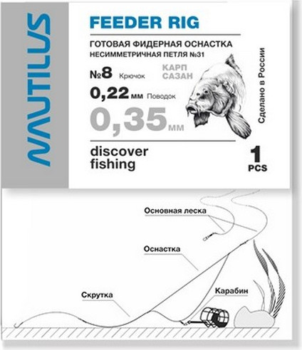 Изображение товара Комплект оснастки для приманки NAUTILUS Несимметричная петля №31 d-0.35мм кр.№8 / 11-08113526