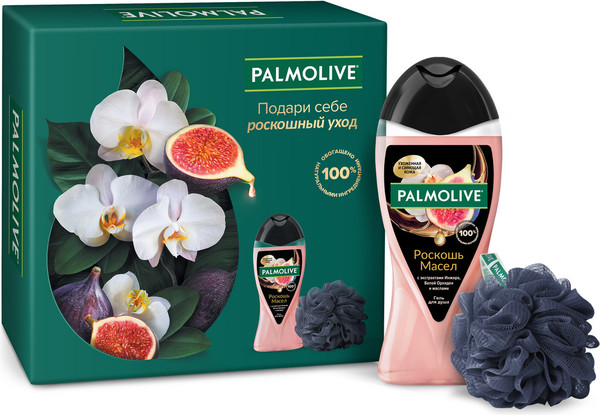 Изображение товара Набор косметики для тела Palmolive Роскошь Масел Гель для душа Инжир и белая орхидея 250мл+Мочалка