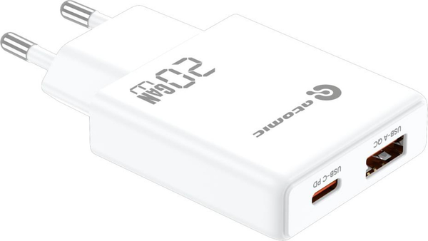 Изображение товара Зарядное устройство сетевое Atomic Blade G203 GAN 20W USB (A+C) с кабелем USB С-L / 10.208 (белый)