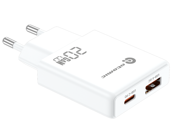 Изображение товара Адаптер питания сетевой Atomic Blade G203 GAN 20W USB A+C / 10.207 (белый)