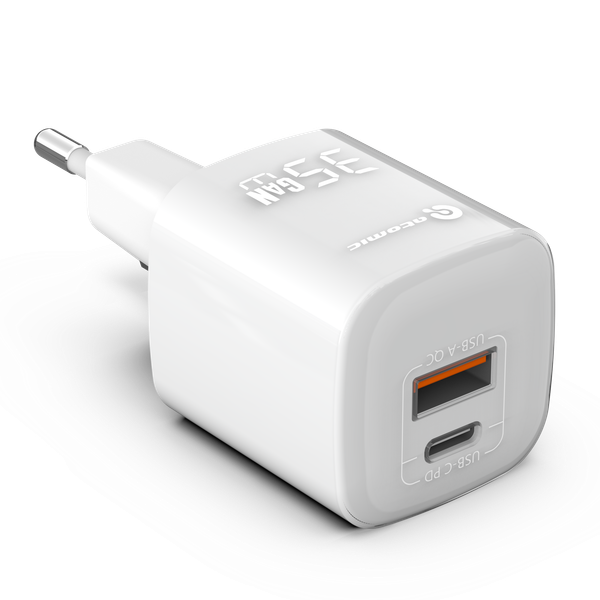 Изображение товара Зарядное устройство сетевое Atomic Crystal G351 GAN 35W USB A+C с кабелем USB С-С / 10.194 (белый)