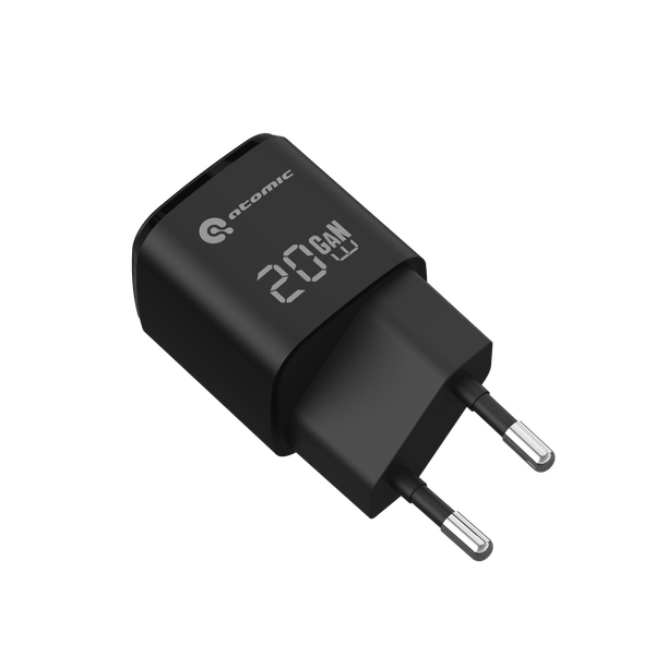 Изображение товара Адаптер питания сетевой Atomic UniQ G201 GAN 20W USB A+C / 10.180 (черный)