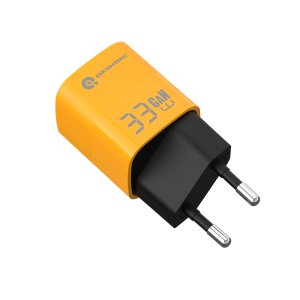 Изображение товара Адаптер питания сетевой Atomic UniQ G331 GAN 33W USB A+C / 10.184 (желтый)