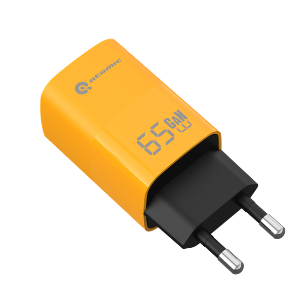 Изображение товара Адаптер питания сетевой Atomic UniQ G651 GAN 65W USB A+C / 10.187 (желтый)