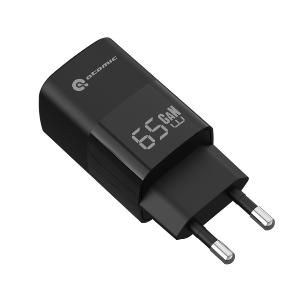 Изображение товара Адаптер питания сетевой Atomic UniQ G651 GAN 65W USB A+C / 10.189 (черный)