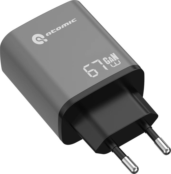 Изображение товара Адаптер питания сетевой Atomic Voyage G671 GAN 67W USB A+C LED / 10.198 (темно-серый)