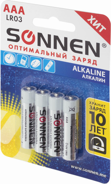 Изображение товара Комплект батареек Sonnen AAA LR03 / 451088 (4шт)
