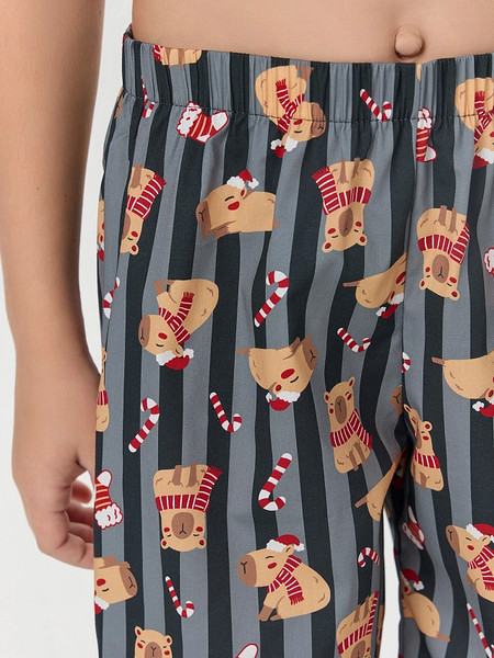 Изображение товара Пижама детская Mark Formelle 563329 (р.116-60-54, спелая вишня/капибары на графитовой полоске)