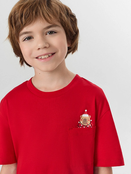 Изображение товара Пижама детская Mark Formelle 563329 (р.146-72-63, спелая вишня/капибары на графитовой полоске)