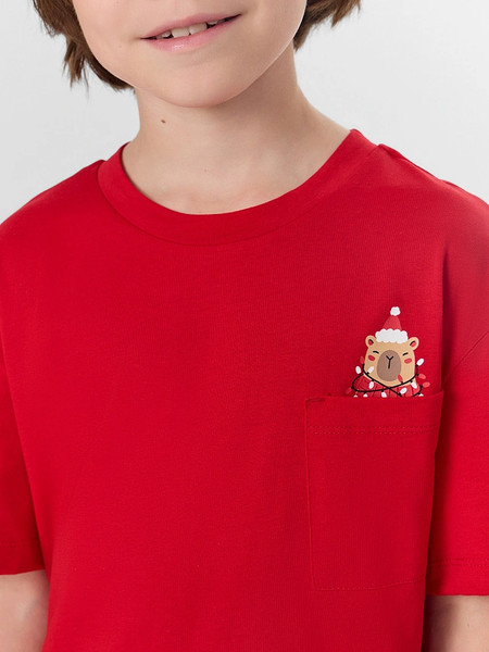 Изображение товара Пижама детская Mark Formelle 563329 (р.164-84-72, спелая вишня/капибары на графитовой полоске)