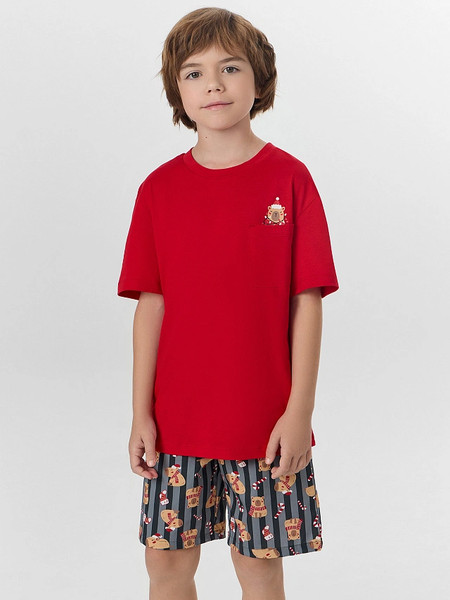 Изображение товара Пижама детская Mark Formelle 563329 (р.164-84-72, спелая вишня/капибары на графитовой полоске)