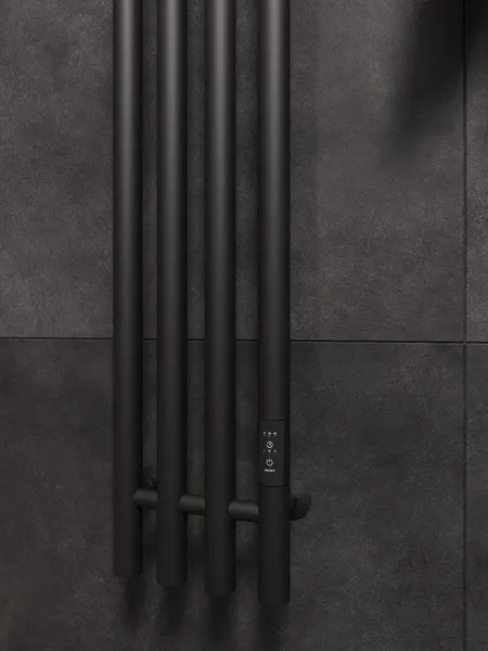 Изображение товара Полотенцесушитель электрический Маргроид Ferrum Inaro 4 СНШ 120x6 8 крючков (черный матовый, таймер справа)