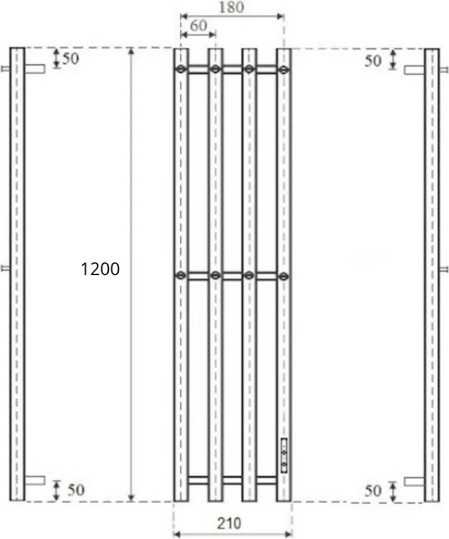 Изображение товара Полотенцесушитель электрический Маргроид Ferrum Inaro 4 СНШ 120x6 8 крючков (черный матовый, таймер справа)
