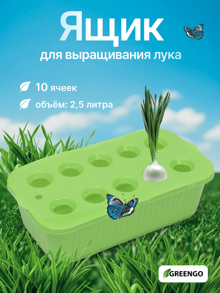 Изображение товара Ящик для рассады GREENGO для выращивания зеленого лука / 9035821 (зеленый)